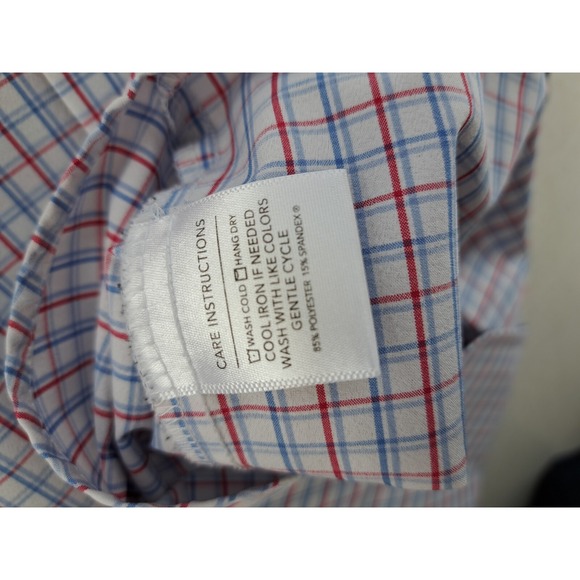 Mizzen Main Shirt Mens XL X Large Trim Fit Performance Stretch Gingham Plaid - Picture 5 of 10